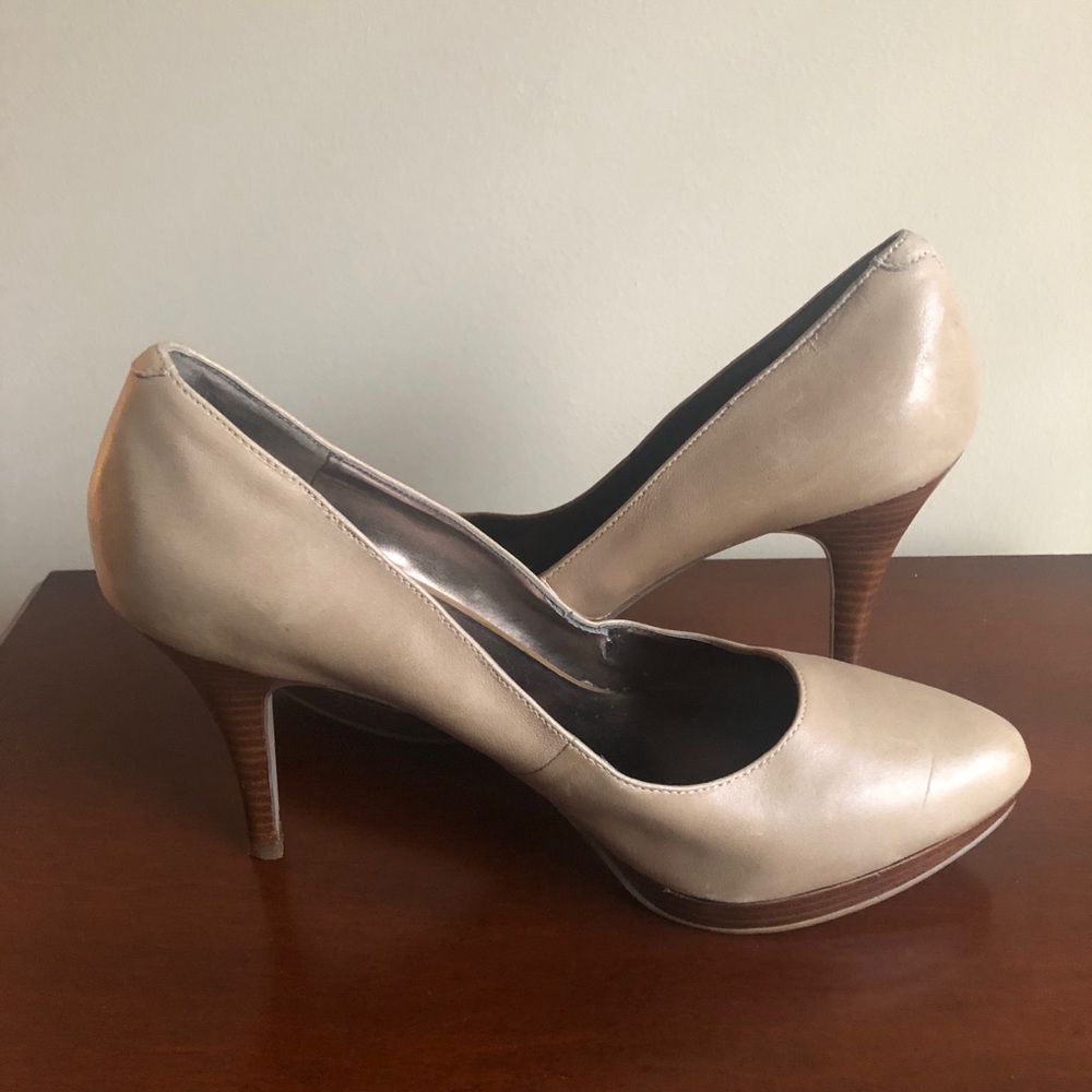 Tan Platform Pumps by Nine West.